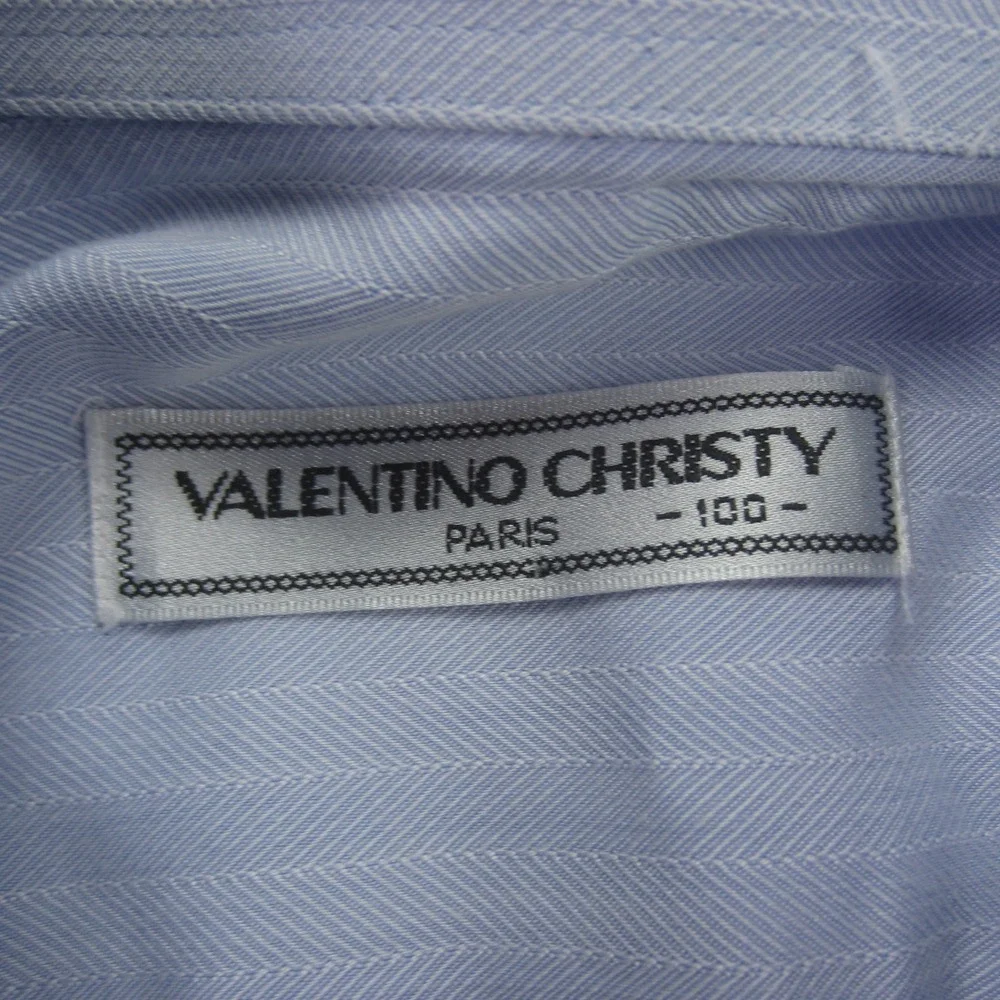 VALENTINO CHRISTY Paris Dress Shirt Mens 100 US Large Blue Button‎ Up LS - Picture 7 of 16